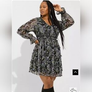 NWT Torrid Mini Lurex Chiffon Paisley Floral Dress Size 4X